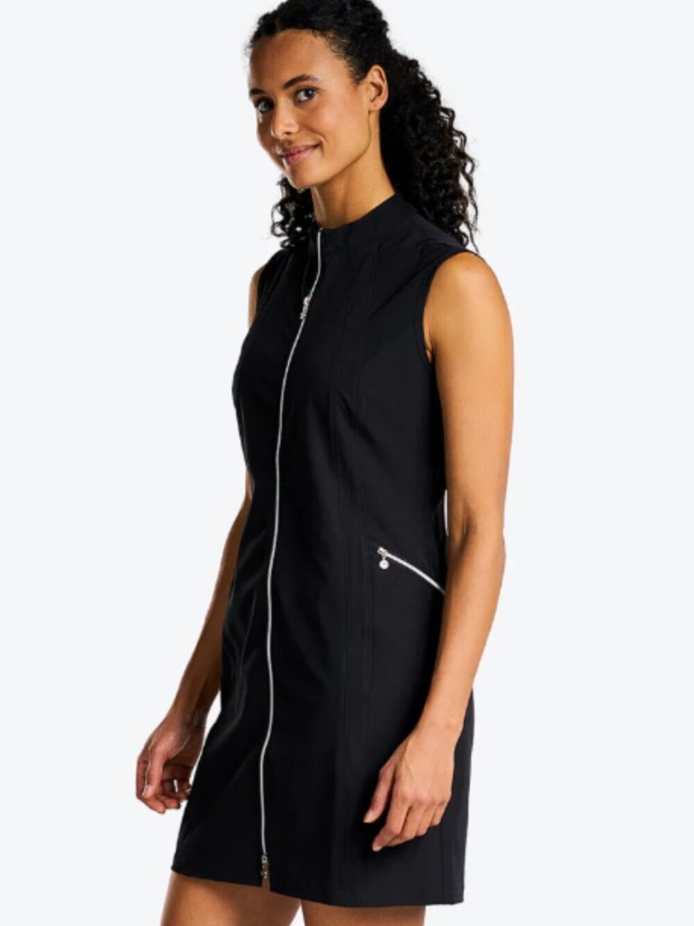NVO Bianka Sleeveless Full Zipper Golf Dress, Black, Medium